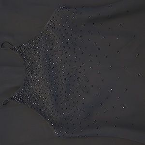 EUC VTG 90s Chelsea Nites Black Slip Gown with Beaded Details